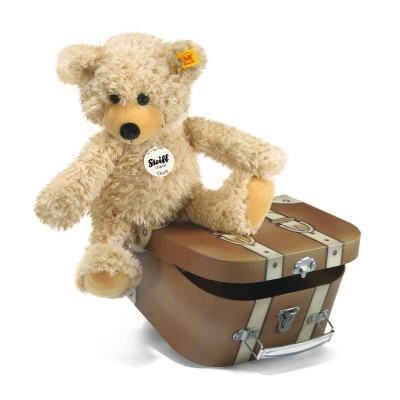 steiff teddy bear in a suitcase